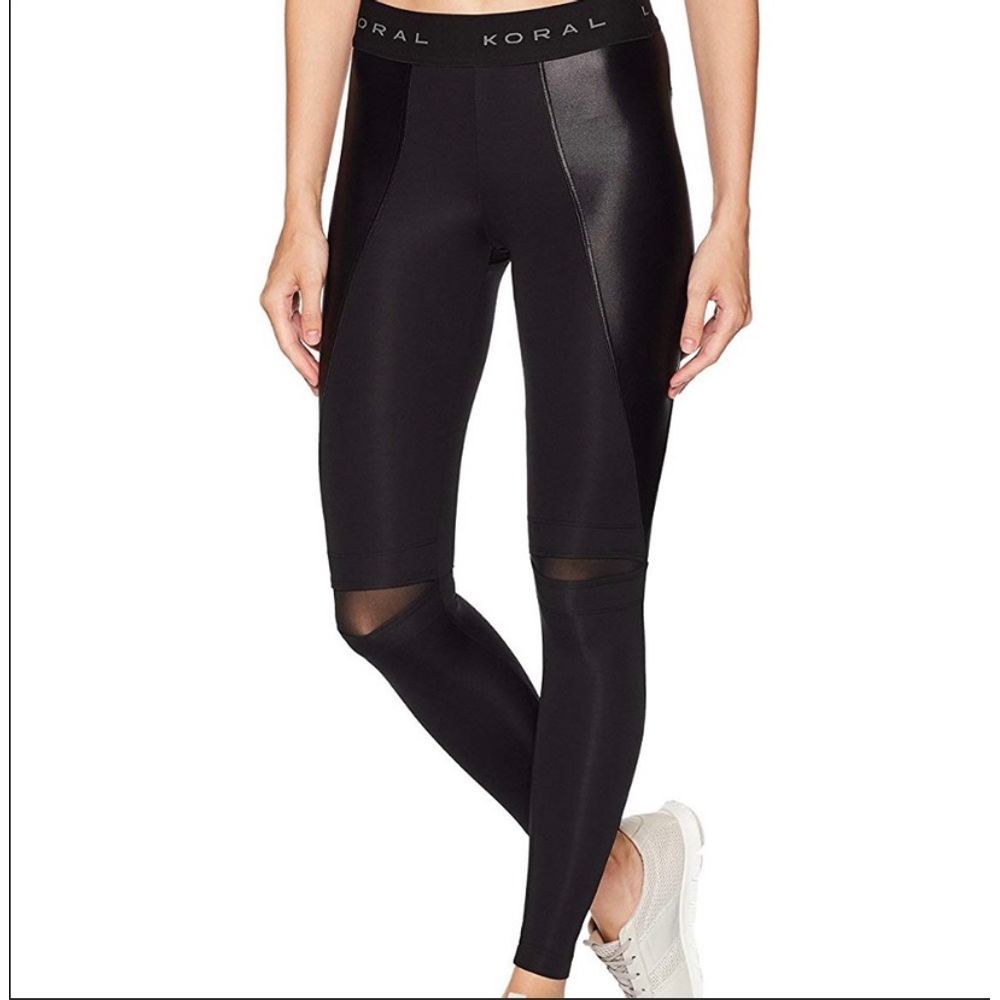 Koral Black High Waist Mesh Leggings Size Small